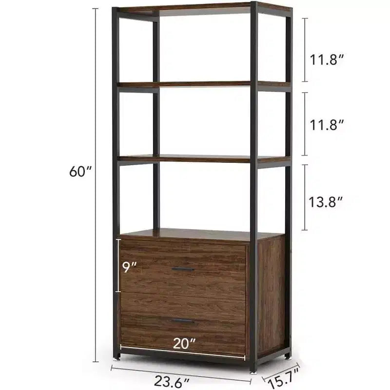 Libreria a 4 ripiani Lantine con 2 cassetti