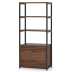 Lantine 4-Tier Bookshelf with 2 Drawers