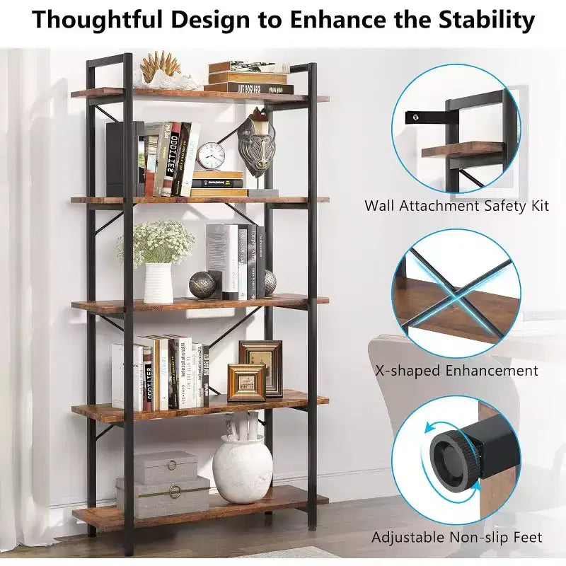 Lantine 63 5-Tier Open Etagere Bookcase