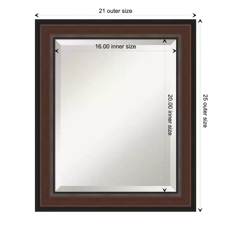 Amanti Art Harvard Walnut Beveled Framed Wall Mirror