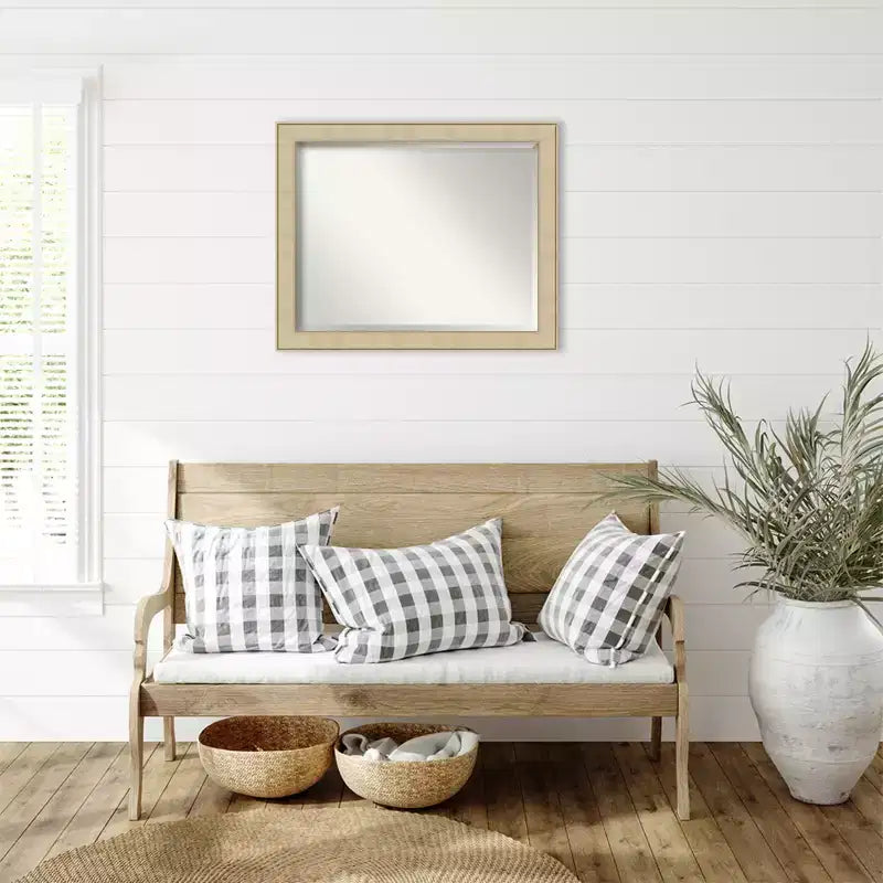 Amanti Art Classic Honey Silver Beveled Framed Wall Mirror