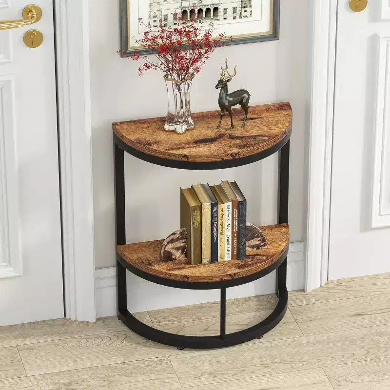 Lantine 2-Tier Semi Circle End Accent Table