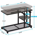 Tribesigns Height Adjustable End Table, C-Type Side Table with Wheels