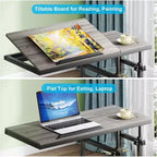 Tribesigns Height Adjustable End Table, C-Type Side Table with Wheels