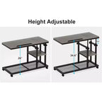 Tribesigns Height Adjustable End Table, C-Type Side Table with Wheels