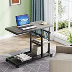 Tribesigns Height Adjustable End Table, C-Type Side Table with Wheels