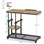 Tribesigns Height Adjustable End Table, C-Type Side Table with Wheels