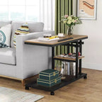 Tribesigns Height Adjustable End Table, C-Type Side Table with Wheels