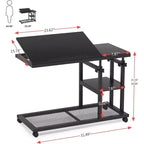 Tribesigns Height Adjustable End Table, C-Type Side Table with Wheels