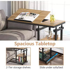 Tribesigns Height Adjustable End Table, C-Type Side Table with Wheels