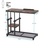 Tribesigns Height Adjustable End Table, C-Type Side Table with Wheels