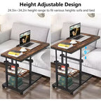 Tribesigns Height Adjustable End Table, C-Type Side Table with Wheels