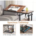 Tribesigns Height Adjustable End Table, C-Type Side Table with Wheels