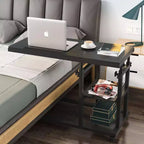 Tribesigns Height Adjustable End Table, C-Type Side Table with Wheels
