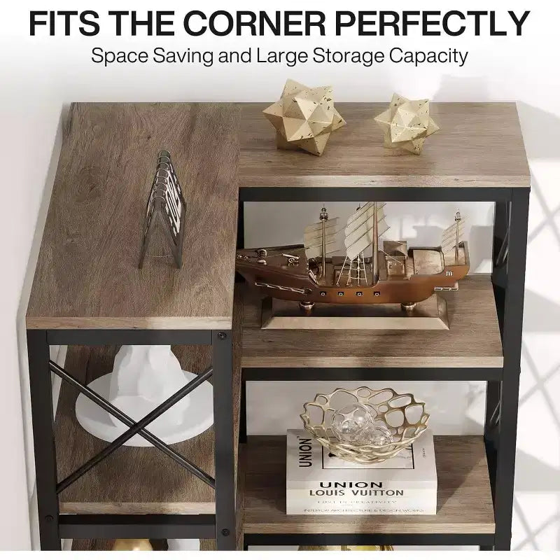 Tribesigns 7-Tier L-Shaped Bookshelf, Modern Corner Book Display Shelving Unit