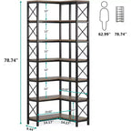 Tribesigns 7-Tier L-Shaped Bookshelf, Modern Corner Book Display Shelving Unit