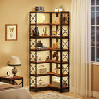 Tribesigns 7-Tier L-Shaped Bookshelf, Modern Corner Book Display Shelving Unit