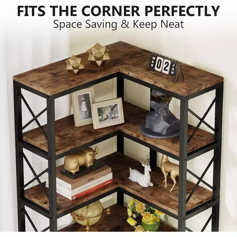 Tribesigns 7-Tier L-Shaped Bookshelf, Modern Corner Book Display Shelving Unit
