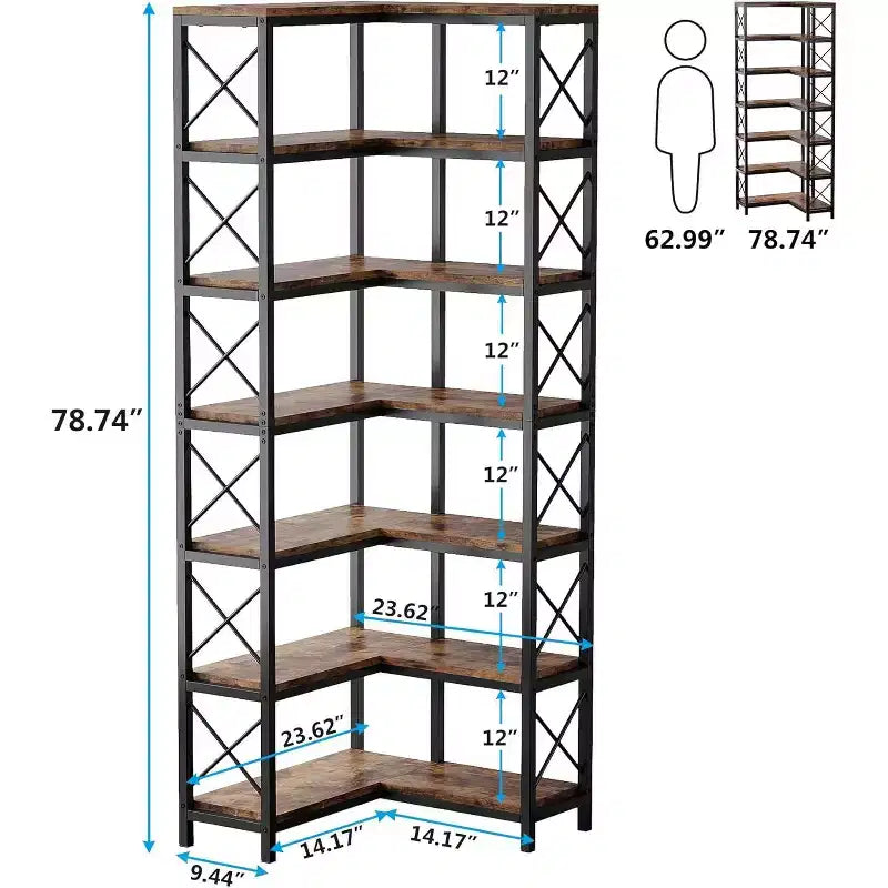 Tribesigns 7-Tier L-Shaped Bookshelf, Modern Corner Book Display Shelving Unit