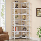 Tribesigns 7-Tier L-Shaped Bookshelf, Modern Corner Book Display Shelving Unit