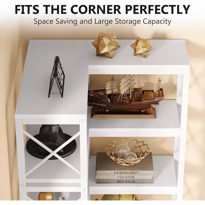 Tribesigns 7-Tier L-Shaped Bookshelf, Modern Corner Book Display Shelving Unit