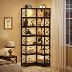 Tribesigns 7-Tier L-Shaped Bookshelf, Modern Corner Book Display Shelving Unit