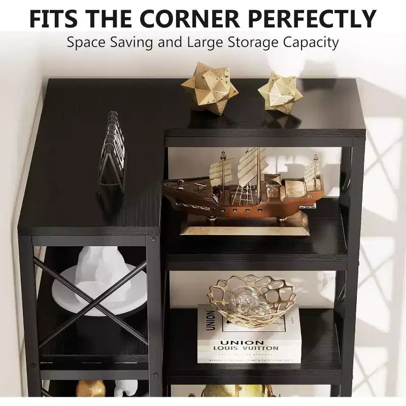 Tribesigns 7-Tier L-Shaped Bookshelf, Modern Corner Book Display Shelving Unit