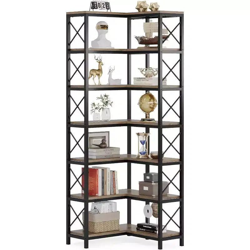 Tribesigns 7-Tier L-Shaped Bookshelf, Modern Corner Book Display Shelving Unit
