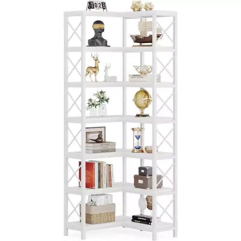 Tribesigns 7-Tier L-Shaped Bookshelf, Modern Corner Book Display Shelving Unit