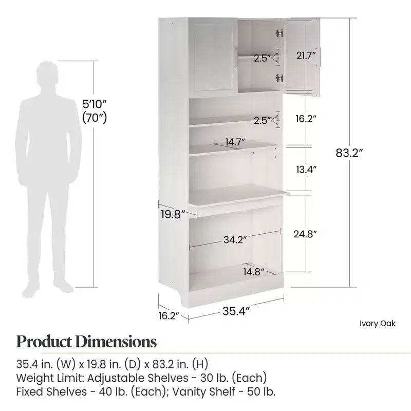 Ameriwood Home Elba Vanity Modular Closet Unit, Ivory Oak