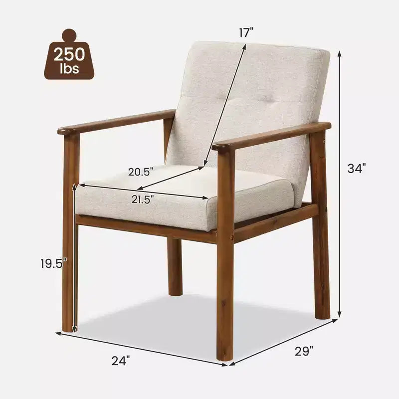 Poltrona moderna Costway con rivestimento in lino e gambe in legno massello