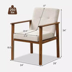 Poltrona moderna Costway con rivestimento in lino e gambe in legno massello