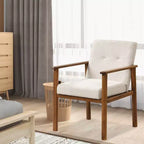 Poltrona moderna Costway con rivestimento in lino e gambe in legno massello