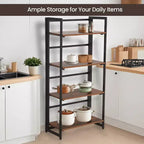 VASAGLE Industrial Bookshelf Folding Bookcase 4-Tier Ladder Shelf Wood Look Accent Furniture with Metal Frame Rustic Brown