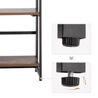 VASAGLE Industrial Bookshelf Folding Bookcase 4-Tier Ladder Shelf Wood Look Accent Furniture with Metal Frame Rustic Brown