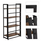 VASAGLE Industrial Bookshelf Folding Bookcase 4-Tier Ladder Shelf Wood Look Accent Furniture with Metal Frame Rustic Brown