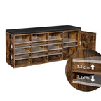 VASAGLE Storage Bench with Cupboard and 9 Open Compartments 11.8 x 43.3 x 18.9 Inches Rustic Brown