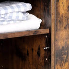 VASAGLE Storage Bench with Cupboard and 9 Open Compartments 11.8 x 43.3 x 18.9 Inches Rustic Brown