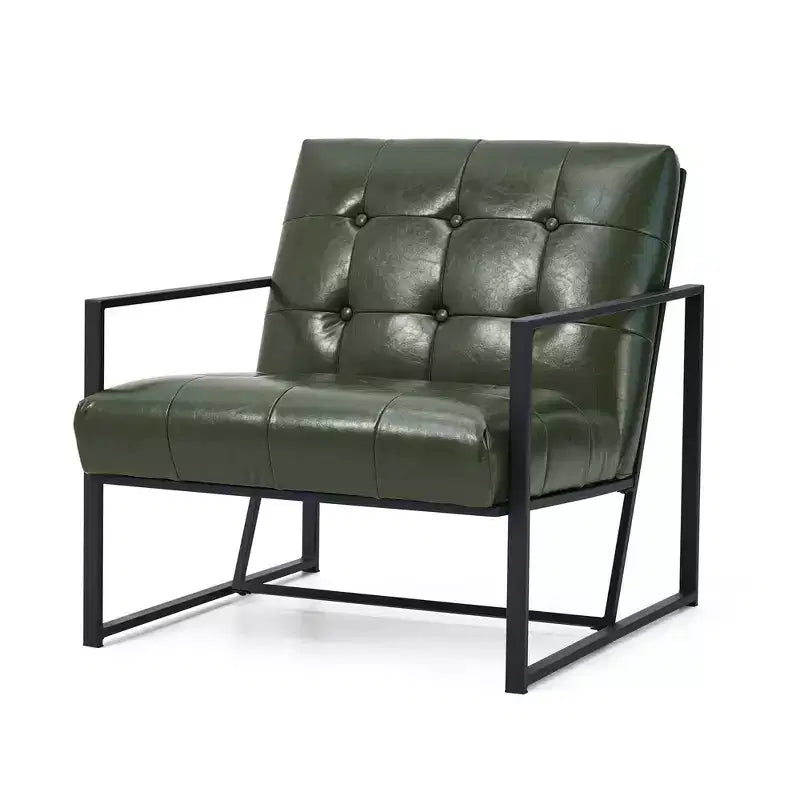 Poltrona accentato con bottoni trapuntati in similpelle stile Mid-Century Modern - Glitzhome