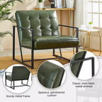 Poltrona accentato con bottoni trapuntati in similpelle stile Mid-Century Modern - Glitzhome