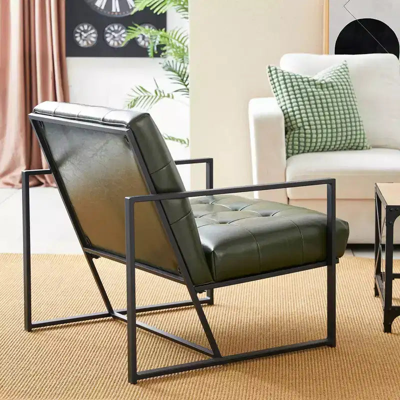 Poltrona accentato con bottoni trapuntati in similpelle stile Mid-Century Modern - Glitzhome