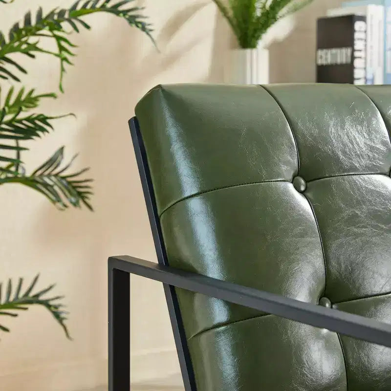Poltrona accentato con bottoni trapuntati in similpelle stile Mid-Century Modern - Glitzhome