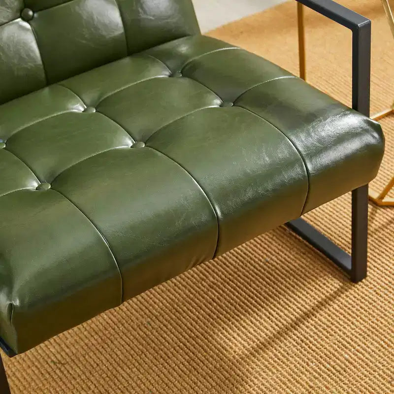 Poltrona accentato con bottoni trapuntati in similpelle stile Mid-Century Modern - Glitzhome