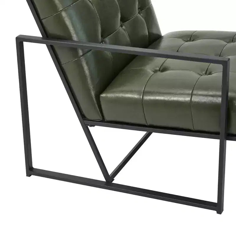 Poltrona accentato con bottoni trapuntati in similpelle stile Mid-Century Modern - Glitzhome