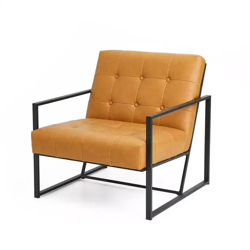 Poltrona accentato con bottoni trapuntati in similpelle stile Mid-Century Modern - Glitzhome