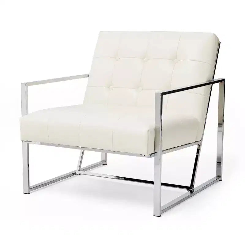 Poltrona accentato con bottoni trapuntati in similpelle stile Mid-Century Modern - Glitzhome