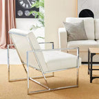 Poltrona accentato con bottoni trapuntati in similpelle stile Mid-Century Modern - Glitzhome
