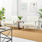 Poltrona accentato con bottoni trapuntati in similpelle stile Mid-Century Modern - Glitzhome