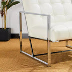 Poltrona accentato con bottoni trapuntati in similpelle stile Mid-Century Modern - Glitzhome
