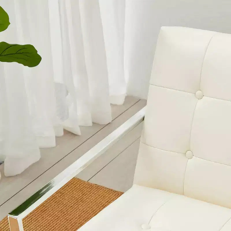 Poltrona accentato con bottoni trapuntati in similpelle stile Mid-Century Modern - Glitzhome